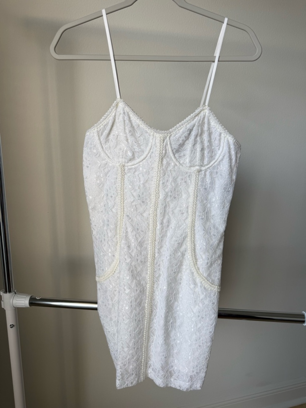 Boutique Europa White Lace Slip Dress